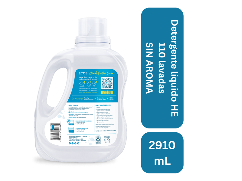 Detergente líquido he 100% natural sin aroma/para bebes 100 lavadas - Imagen 2