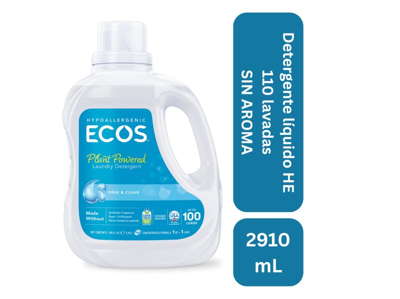 Detergente líquido he 100% natural sin aroma/para bebes 100 lavadas