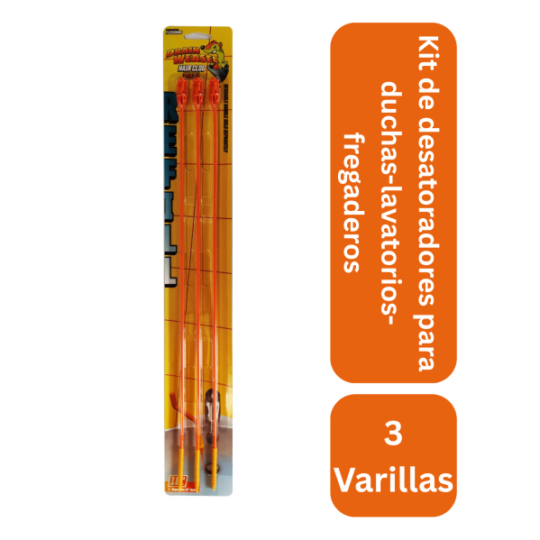 Kit de 3 desatoradores para fregaderos, lavatorios y duchas