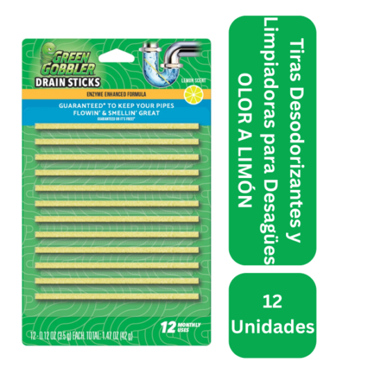 Tiras desodorizantes y limpiadoras para desagües olor a limón